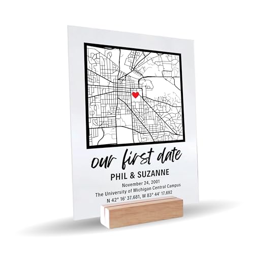 SAME DAY SHIP Where We Met Custom Map with Wooden, Acrylic, Led Light...