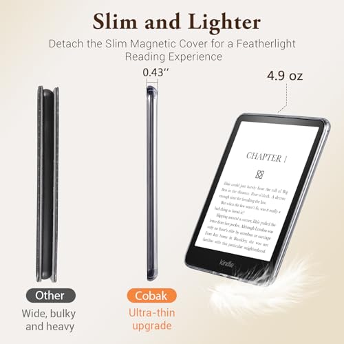 Image of CoBak Detachable Magnetic Case for Kindle Paperwhite (6.8 inch 11th Generation 2021 Released) - Ultra Slim Transparent Clear TPU Back Shell Protective Cover with Auto Wake /Sleep Feature