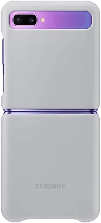 Genuine OEM Original Samsung Protective Leather Cover Case EF-VF700 for Galaxy Z Flip (SM-F700) (Light Gray)