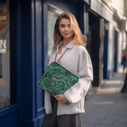 Funda para portátil 13-14 pulgadas con textura Mandala verde miniatura 7