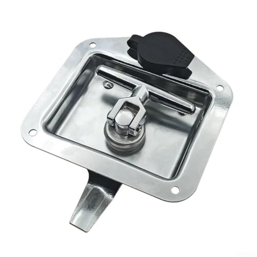 Cerradura profesional con mango en T, cierre de puerta plegable de acero inoxidable con llaves para armario comercial, remolque, caja de herramientas, cerradura de panel (plateado)