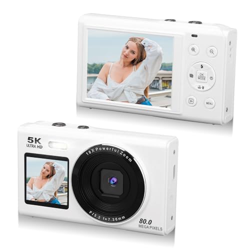 Cámara digital compacta con pantalla dual y zoom 18x miniatura 1