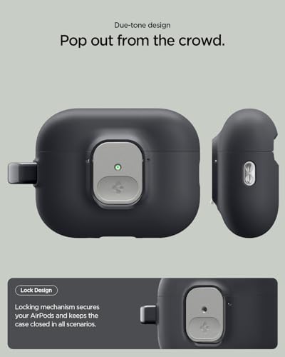 Image of Spigen for AirPods Pro 3 Case, Carabiner Included, Sleek Design, Light & Compact Cover, (Nano Pop) - Black Sesame