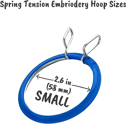 Image of Nurge Premium Quality, Metal Spring Tension Embroidery Hoops, Cross Stich Hoop, Darning Hoops, Embroidery Tension Shed (Blue, Siz Mix)