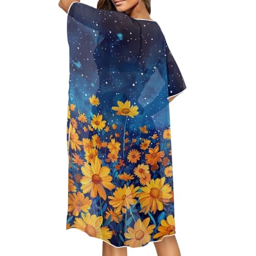 Irisjudy Women Beach Coverup Long Kimonos Soft Summer Front Open Cardigan, Leopard Print Chiffon Swimsuit Cover Ups3