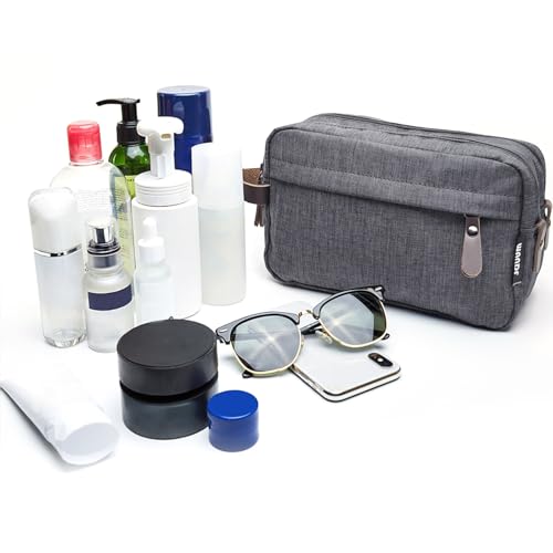 WANDF - Neceser para Hombre de Viaje, Bolsa de baño, Accesorios de Viaje, Neceser de Maquillaje, para Mujer, organizadores de inodoros, B - Denim Gris, m - imagen 5