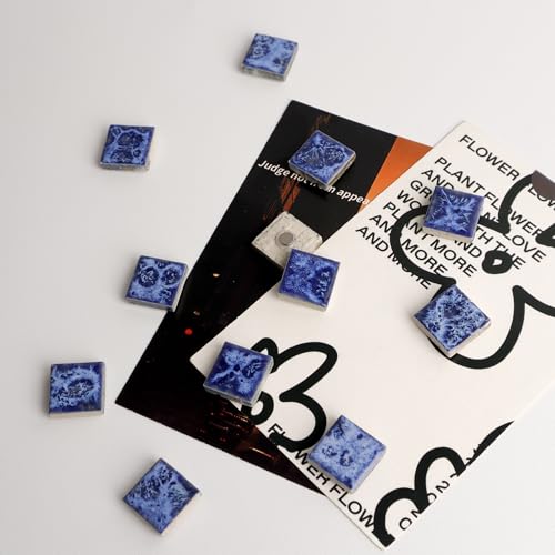 12 imanes decorativos de cerámica azul degradado miniatura 6