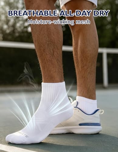 Image of CLOSEMATE 6 Pairs Mens Athletic Ankle Socks Cushioned Running Quarter Socks | Cotton socks with breathable mesh, terry cushion & secure fit for sports, sneakers& daily wear