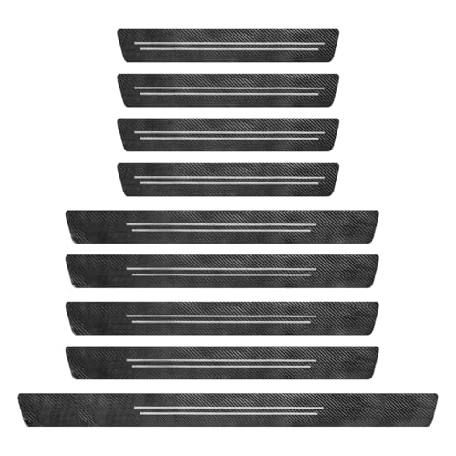 SHMZK 9 PCS Car Door Sill Protector, Waterproof Carbon Fiber Style Car Door Entry Guard Sill Protector, Anti-Scratch Door Threshold Strips Stickers for Most Vehicles, Car Accessories