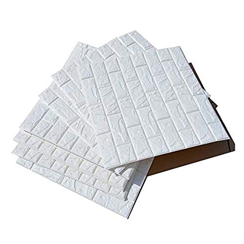 10Stücke 3D Ziegelstein Tapete 60x60cm Brick Pattern Wallpaper Wandaufkleber Fototapete Wandtapete Abnehmbare Selbstklebend Imitation Ziegel Dekor Wohnzimmer Schlafzimmer Kinderzimmer Badezimmer Küche Cover