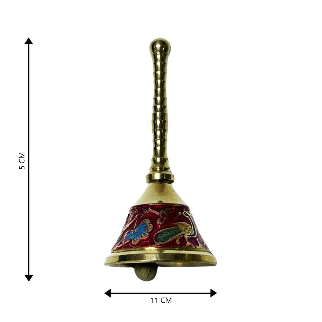 HOME GENIE Brass Pooja Bell with Enamel Artwork, Multicolor, Regular - Image 2