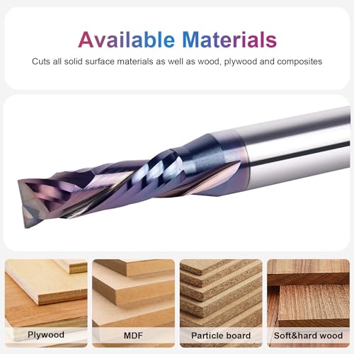 Image of SpeTool Compression Spiral Router Bits 3 /8 inch Cutting Diameter with TAC Coated Solid Carbide CNC End Mill for Wood Small Cut, Carving