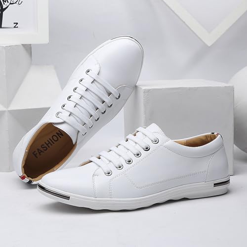 Men's Flat Dress Sneakers Leather Lace-Up Round Toe Design with Soft Sole, Non-Slip Business Work Shoes for Daily and Sporting Activities2