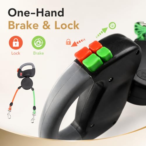 Laisse Double pour 2 Chiens, Laisse Chien Enrouleur 3 m avec Corde Rétractable, Double Laisse Extensible pour Petits Chiens, Gros Chiens et Animaux de Compagnie