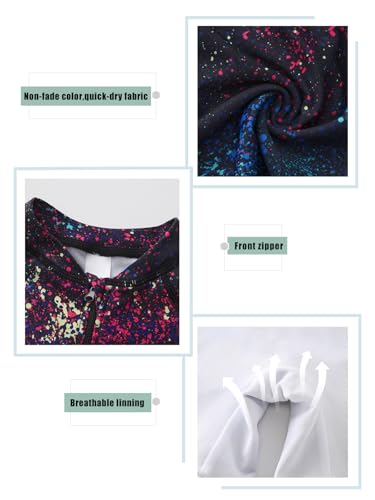 Image of Girls Rash Guard Swimsuits One Piece Bathing Suits for Girls UPF 50+ Sun Protection Short Sleeve Sunsuits Zipper