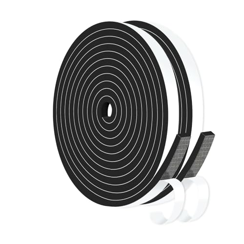 Image of Door Seal Strip,High Density CR Insulation Tape,1 /2 in x 1 /4 in x 52Ft | Air Conditioner Foam,Strong Adhesive,Soundproof, Dustproof,Reduce Noise,High Density CR Foam Insulation Tape,Black