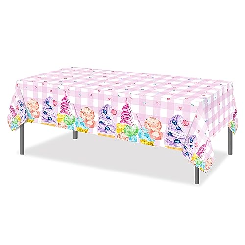 image for CC HOME 1Pc Ice Cream Cake Party Plastic Tablecloth 54 x 87 Inch Summe