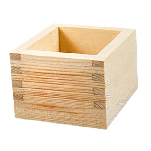 EXCEART 日式正方形木製寿司店ケーキホルダー 酒杯サポートボックス 伝統的な清酒カップ 小型ケーキ容器 木の香りと滑らかな手触りの酒用