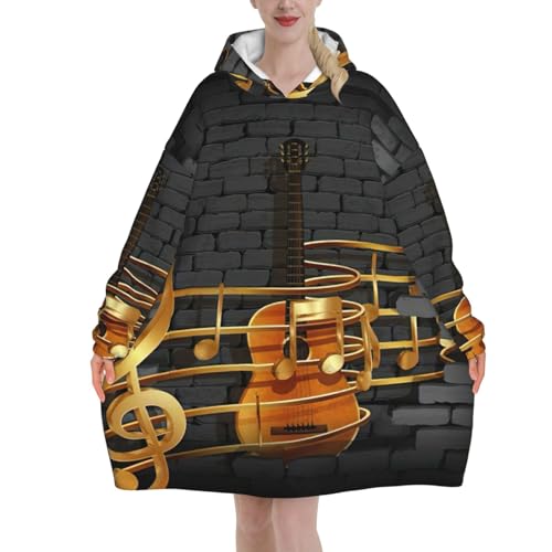 Sweat plaid à manches imprimé guitare pour des soirées cocooning