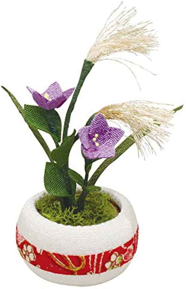 カピバラさん様】秋の季節飾り 月見だんご ススキと桔梗 ちりめん