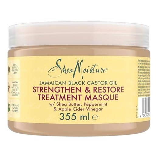 Shea Moisture Masque pour cheveux Fortifiant et Restaurateur à l'huile de ricin noir jamaïcain, Traitement pour cheveux secs, sans parabène, 355ml