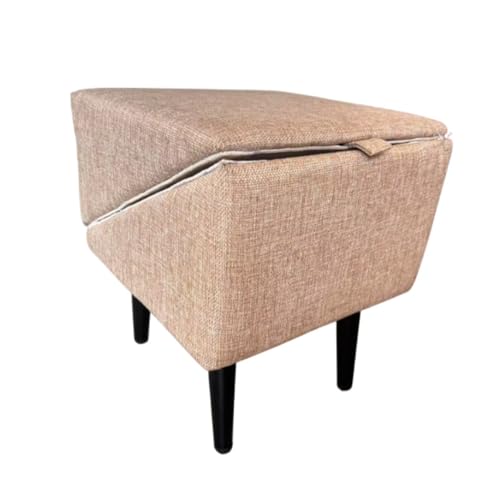 Lamanttフットレスト、犬用階段、ランプ、二重目的、木製フットスツール、大型、中型、小型犬に最適、家庭用 (カーキ,綿と麻)