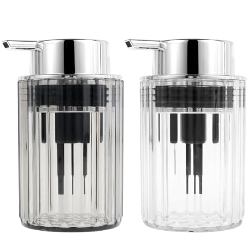 Foaming Soap Dispenser, Foam Hand Soap Dispenser with Silver Pump, Refillable Hand Soap Pump Dispenser, Delicate Foam Pump Dispenser, Lotion Foaming Soap Pump for Essential Oil Dish Soap (grey+silver)