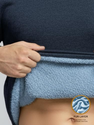 Image of Lux Cozi HEATEK Men's Round Neck Full Sleeve Skin Friendly Winter Wear Thermal Top and Bottom Set | Fleece Winter Body Warmer Thermal Set | Style 888