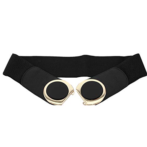 Women's Elastic Waist Belts Simple Minimalist Circular Medium Black2
