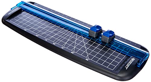 Westcott 15804 00 – Guillotina para papel, longitud de corte 30 cm Con estándar y pliegue de la hoja, negro/azul