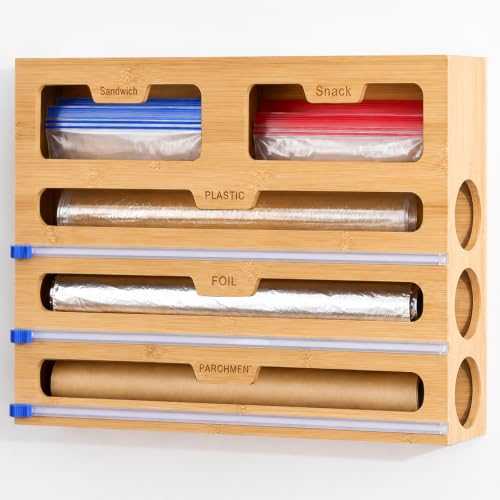 CROWNSHOP 5-in-1 Cling Film Dispenser and Cutter 40cm for Kitchen Rolls UK