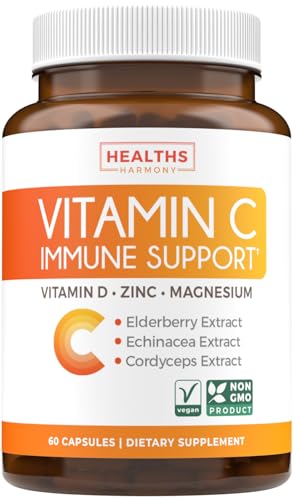 Vitamin C Immune Support Supplement - Immunity Boost Blend with Elderberry Vitamin C and Zinc for Daily & Seasonal Support - Immunity Supplement with Magnesium Zinc Vitamin C and D (1 Month Supply)