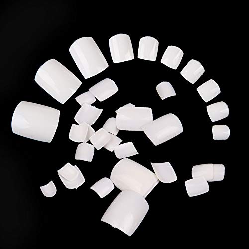 500 Pcs Acrylic Toe Nail Kit, Coffin Nails Long Fake Nails Tips For Nail Salons And DIY Nail, Artificial Half Cover Nail Tips, Nature, 10 Size