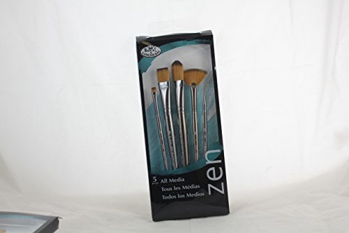 Royal & Langnickel, Zen Series 73 Set Of 5 Brushes, Standard Handle, Synthetic Filament, Oval Wash 3/4, Wash 3/4, Fan 6, Liner 20/0, Blender 6, Rzen-Set736 #TOP7