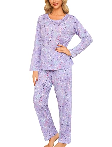 ENJOYNIGHT Womens Pajama Set Cotton Long Sleeve Pjs Two Piece Sleepwear with Pockets