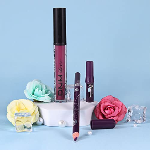 2Pcs Matte Light Purple Lip Liner And Lipstick Makeup Set, Matte Liquid Lipstick 24H And With Lip Liner Set Waterproof Long Lasting Labiales Mate 24 Horas Originales Matte Larga Duracion 24 01+13 #TOP6