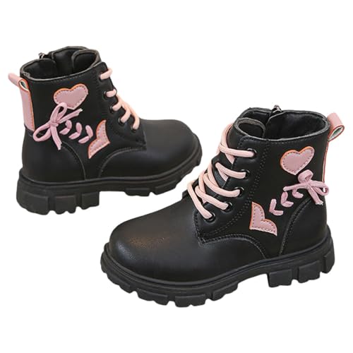 Cathalem Ankle Boots for Girls Lace Up Combat Boot Side Zipper Comfortable Girls Boots Waterproof Non Slip Sole for Outdoor Activities Fall Winter Spring