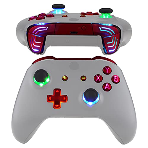 Image of eXtremeRate Multi-Colors Luminated Dpad Thumbsticks Start Back ABXY Action Buttons, Scarlet Red Classical Symbols Buttons DTFS (DTF 2.0) LED Kit for Xbox One S & X Controller - Controller Without