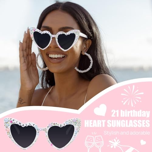 JUSTOTRY 21st Birthday Sunglasses, Finally 21 Birthday Glasses 21st Birthday Decorations Gifts Accessories for Women3