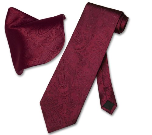 Set de corbata y pañuelo Vesuvio Napoli Burgundy Paisley miniatura 1
