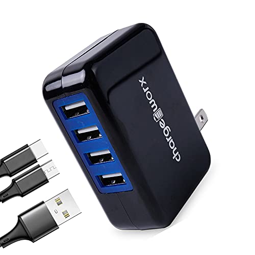 USB Charging Hub Charger Block Wall Charger USB Charger Adapter Charging Station 4 Multi Port Fast Charger Power Block with Cable for iPhone 12 Pro Max Plus Samsung Multiple Device Phone Tablet Laptop USB Charging Hub Charger Block Wall Charger USB Charger Adapter Charging Station 4 Multi Port Fast Charger Power Block with Cable for iPhone 12 Pro Max Plus Samsung Multiple Device Phone Tablet Laptop