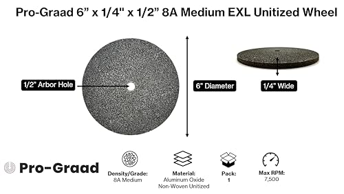 Image of EXL Unitized Wheel, Aluminum Oxide, 6 inch Diameter x 1 /4 inch Wide x 1 /2 inch Arbor, 8A Medium | 13778 | (Pack of 1)