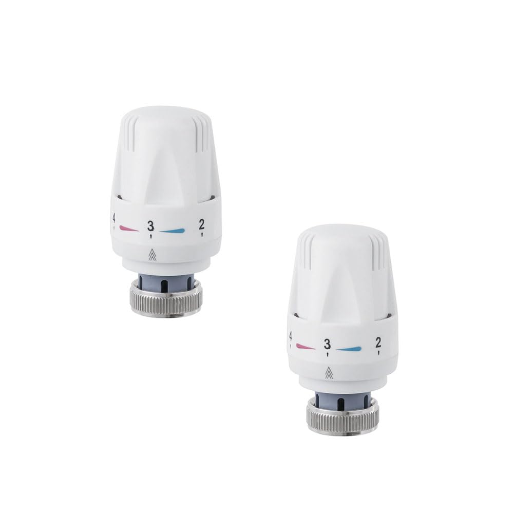 Lokatall White 2Pcs Thermostatic Radiator Valve - Trv M30x1.5 Universal Temperature Control For Home Office,