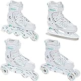 4in1 - die Inliner sind mit zusätzlichen Stiften ausgestattet. Dank ihnen lassen sich die Inliner zu den Rollschuhen/ Triskates verstellen. Sehr einfache Montage, die selbst ausgeführt werden kann.