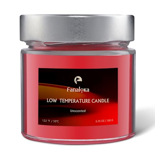 Bougies basse température, basse chaleur, bougie sans danger pour le corps, cire pour le jeu, non parfumée, 50 °C, 180 g - FANALOKA (rouge)