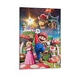GOUEH Poster de film Mario 2023 - Impression sur toile - Décoration murale pour salon, chambre à coucher - Cadre : 60 x 90 cm