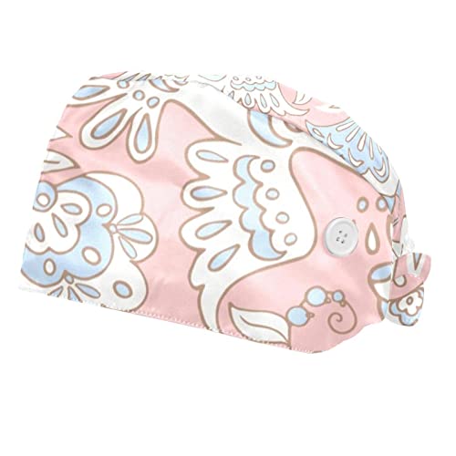 Casquettes de travail avec bandeau absorbant et motifs floraux 2PCS