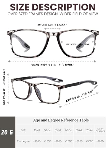 Hubeye TR90 Sports Reading Glasses for Men and Women Square Comfortable Flexible Blue Light Blocking Computer Reader