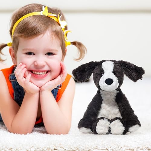 Border Collie Hund Kuscheltier Schwarz Weiß Hund Stofftier Realistisches Kuscheltier Border Collie Kuschelbares Welpe Plüsch Hundespielspielzeug für Kinder Kinder Mädchen Familie Freunde