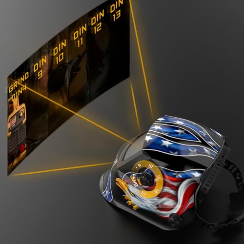 TOOLIOM Solar Powered Welding Helmet Auto Darkening for TIG MIG ARC Welder Mask with Adjustable Shade Range 4/9-13 Blue Eagle Design 7 TOOLIOM Solar Powered Welding Helmet Auto Darkening for TIG MIG ARC Welder Mask with Adjustable Shade Range 4/9-13 Blue Eagle Design - Image 5